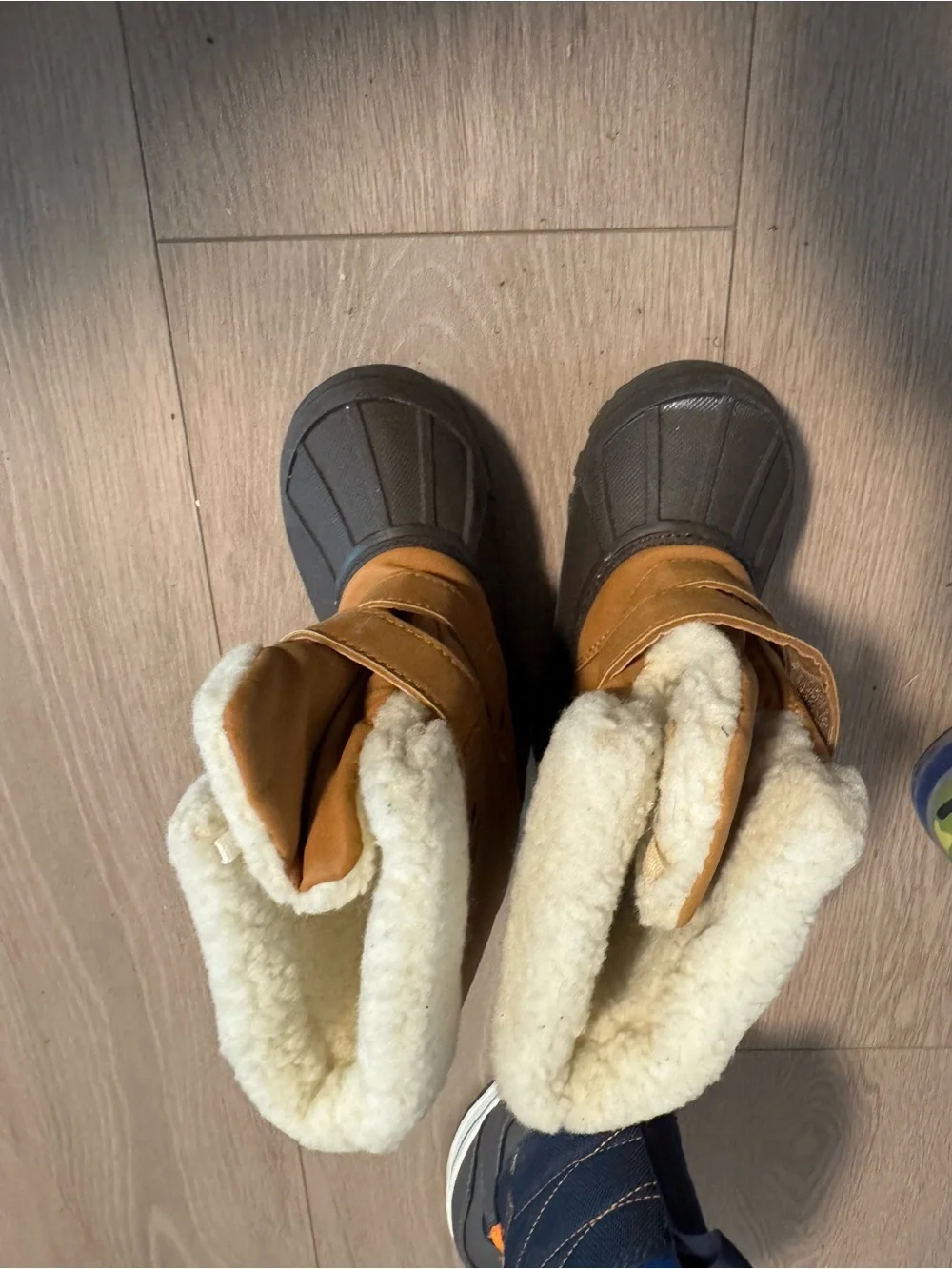 Kids Tan & Brown Winter Snow Boots with Fleece Lining